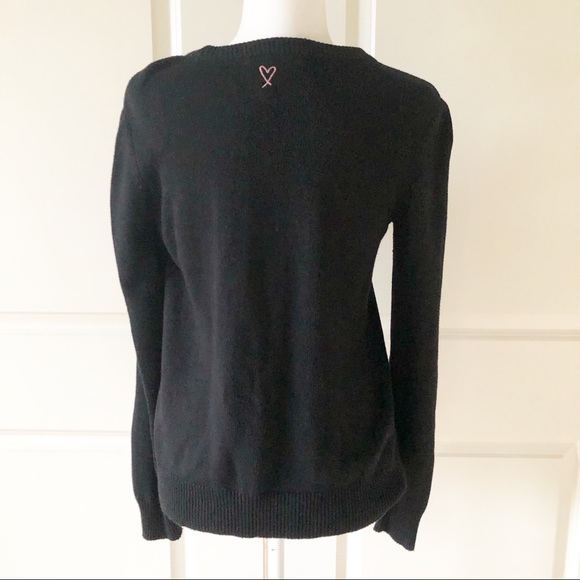 Victoria’s Secret "Tease" Black Knit Graphic Cashmere Blend Sweater Size Small - Picture 2 of 4
